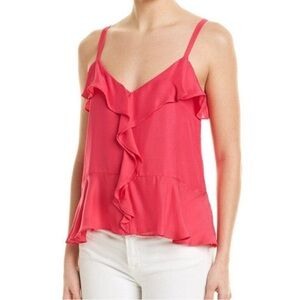 Parker | Rose Pink Ruffle Silk Blouse Tank